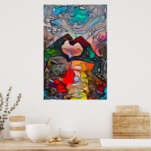 Hands in the Shape of a Heart Love Poster (Küche)