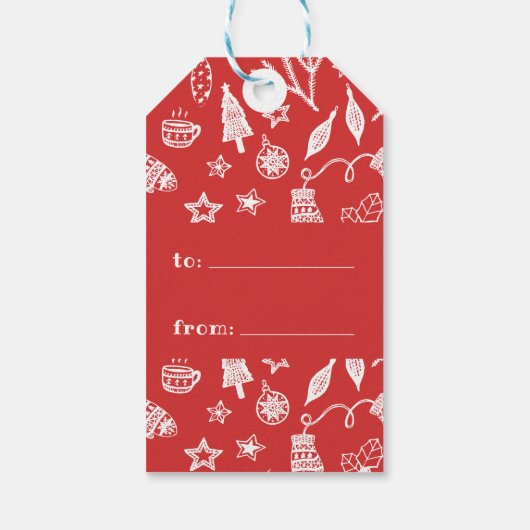 ・ Hands Mittens Winter Holiday Geschenkanhänger (Rückseite)