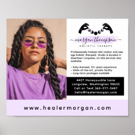 Hands & Moon Phase Massage Reiki Logo Marketing Poster