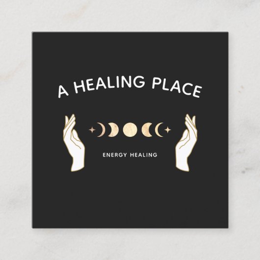 Hands Moon Phases Energy Worker Quadratische Visitenkarte (Vorderseite)