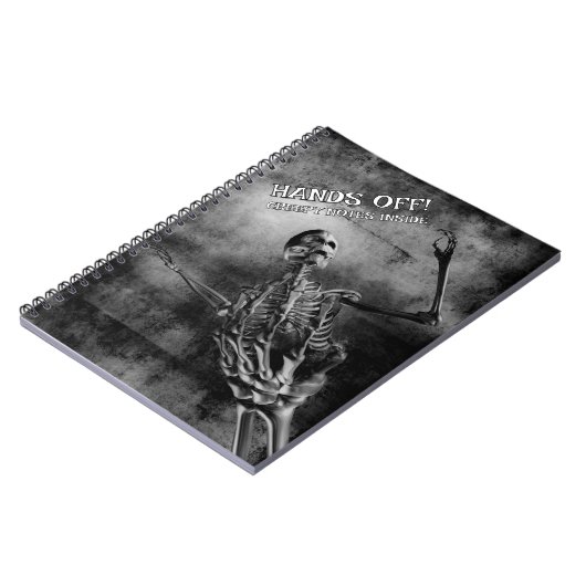 Hands Off! Creepy Notes Inside. Skeleton Notizblock (Linke Seite)