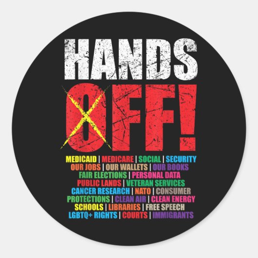 Hands Off Protest 2025-Aktivistenerprotest Runder Aufkleber (Vorderseite)