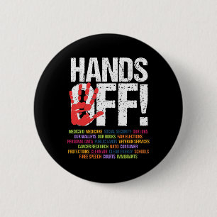 Hands Off Protest 5. April Widerstand Anti Trump Button