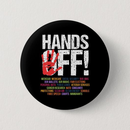 Hands Off Protest 5. April Widerstand Anti Trump Button (Vorderseite)