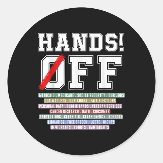 Hands Off Protest Apparel Hands Off Protest Runder Aufkleber (Vorderseite)