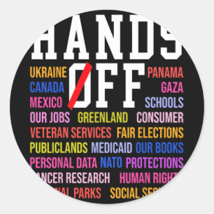 Hands Off Protest Samstag 5. April Männer Frauen 8 Runder Aufkleber