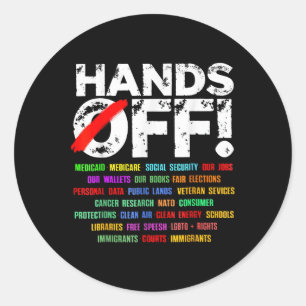 Hands Off Protest Samstag 5. April Männer Frauen _ Runder Aufkleber