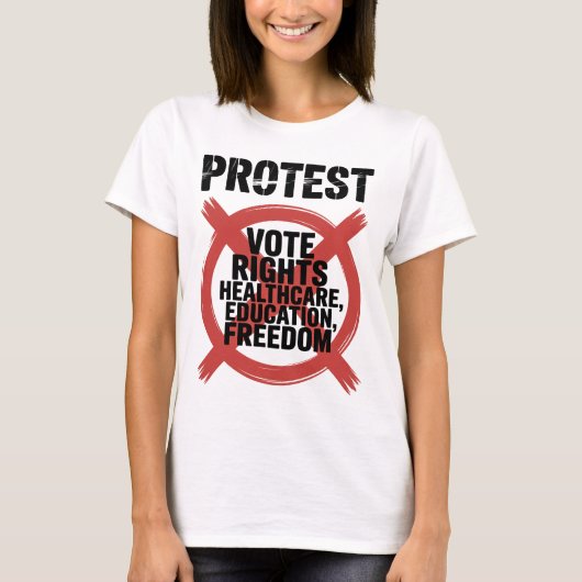 Hands Off Protest Vote Rights Healthcare Education T-Shirt (Vorderseite)