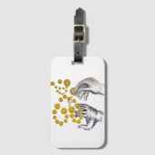 Hands Outstretched with Golden Globes Gepäckanhänger (Vorderseite Vertikal)