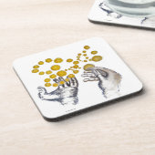 Hands Outstretched with Golden Globes Getränkeuntersetzer (Linke Seite)