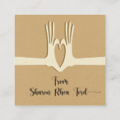 Hands- und Herzgeschenkkarte Quadratische Visitenkarte (Rückseite)