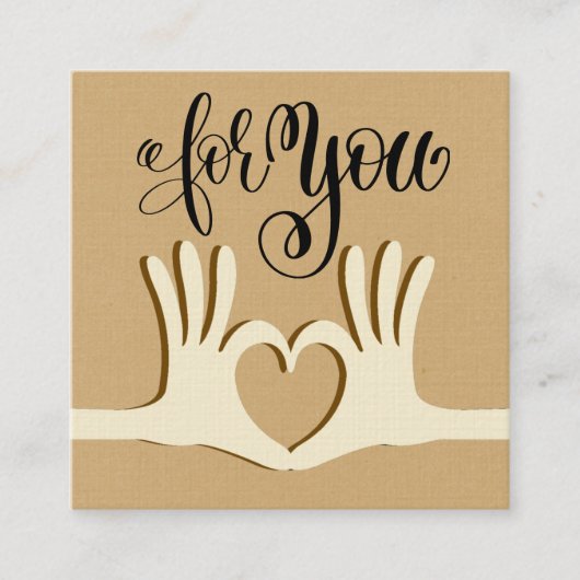 Hands- und Herzgeschenkkarte Quadratische Visitenkarte (Vorderseite)