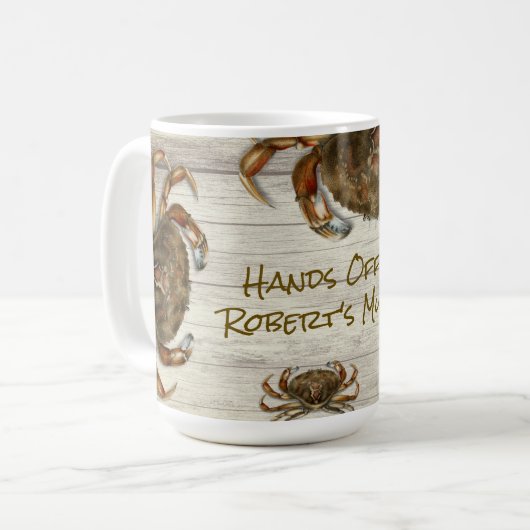 Hands von Strandkrabben vor personalisierter Umarm Kaffeetasse (Vorderseite Links)