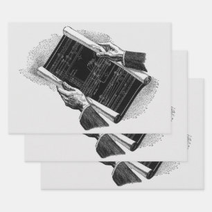 Hands w Architektur Blaupausen, Vintage Geschäft Geschenkpapier Set