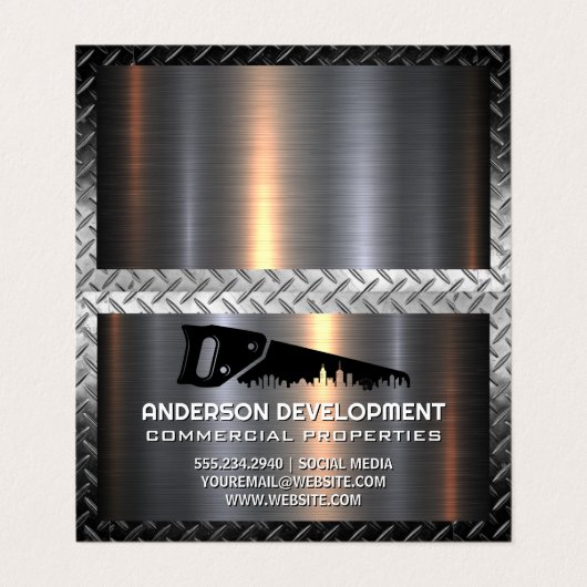 HandsägeLogo | Metallisch Visitenkarten (Außenseite Aufgefaltet)