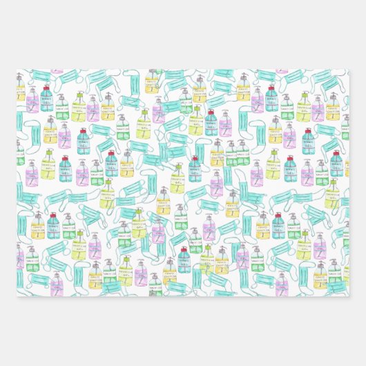 Handsanitizer Gel Flaschen Wasserfarbe Geschenkpapier Set (Vorderseite 3)