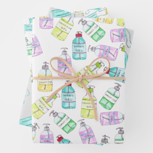 Handsanitizer Gel Flaschen Wasserfarbe Geschenkpapier Set (Beispiel)