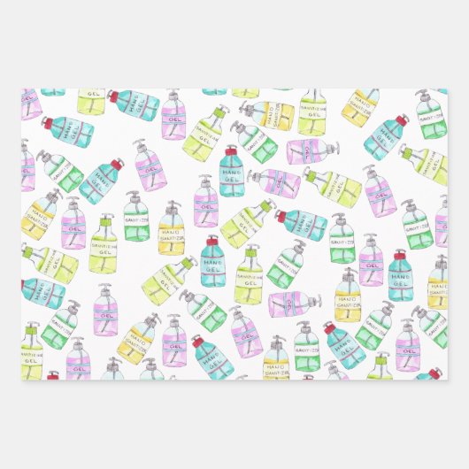 Handsanitizer Gel Flaschen Wasserfarbe Geschenkpapier Set (Vorderseite)