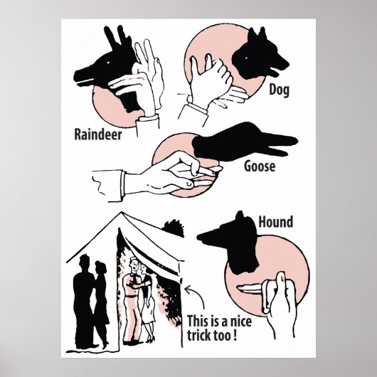 Handschattenpuppen, schöner Trick, Spaß, Vintag Poster (Vorne)