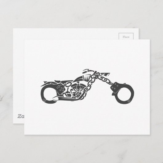 Handschelle Chopper Motorrad Postkarte (Vorne/Hinten)