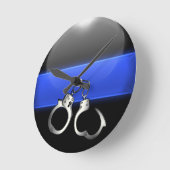 Handschellen - Abzeichen der dünnen blauen Linie Runde Wanduhr (Winkel)