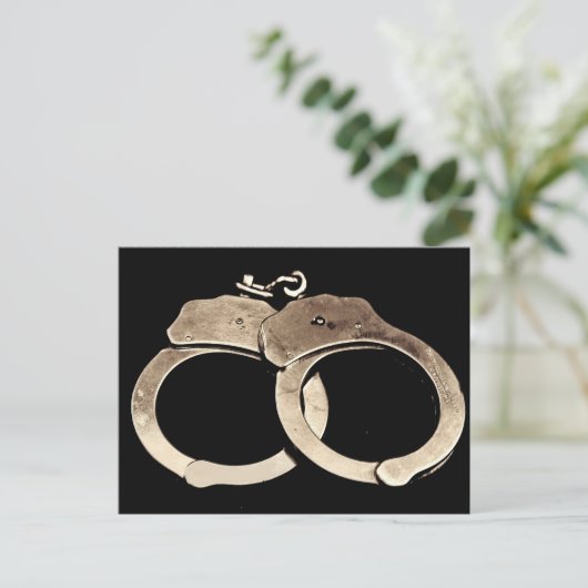 Handschellen Postkarte (Stehend Vorderseite)