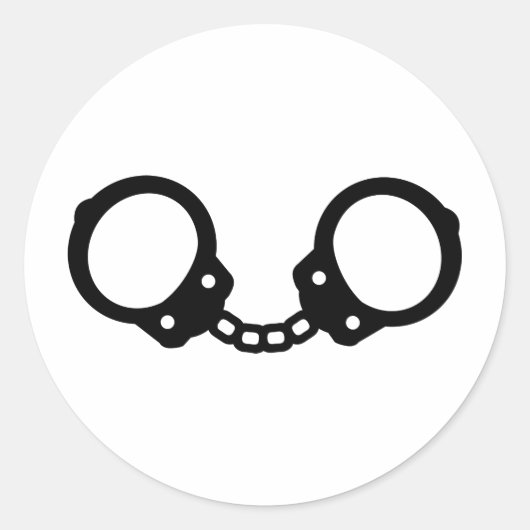 Handschellen Runder Aufkleber (Vorderseite)
