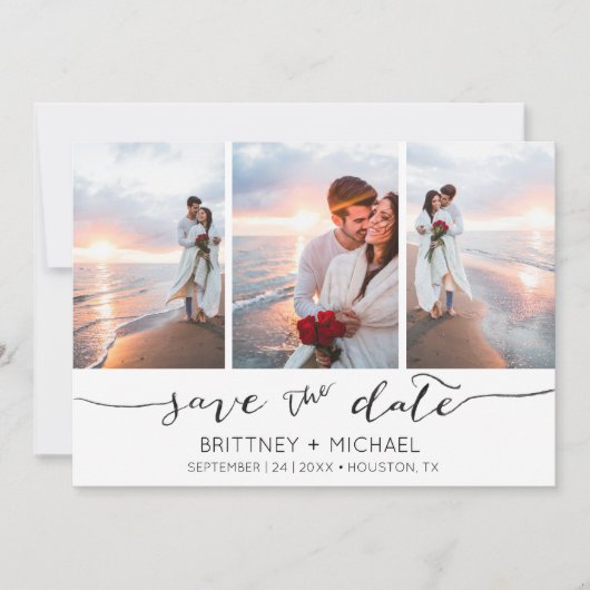 Handschrift 3 Bild weiß Save The Date (Vorderseite)