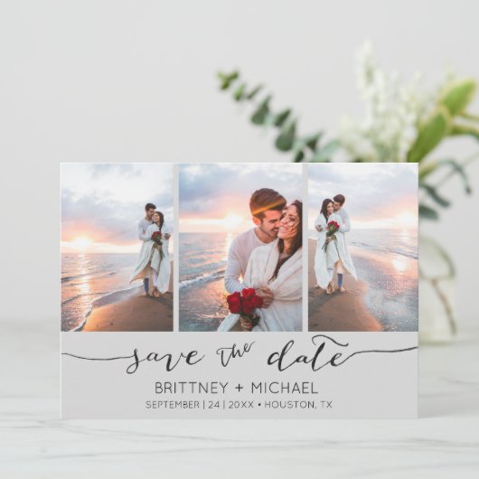 Handschrift 3 Image Light Gray Save The Date (Stehend Vorderseite)