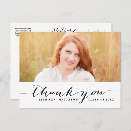 Handschrift | Abschluss Vielen Dank, Postkarte (Vorne/Hinten)