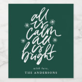 Handschrift alles ist ruhig, alles ist hell grün weinetikett (Einzelnes Label)