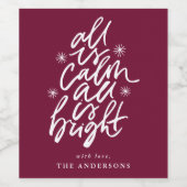 Handschrift alles ist ruhig, alles ist hell Lila Weinetikett (Einzelnes Label)