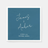 Handschrift Aquamarin Blue Quirky Moderne Hochzeit Serviette (Vorderseite)