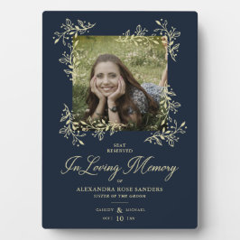 Handschrift Chic Blüh Navy Wedding Memoral P Fotoplatte