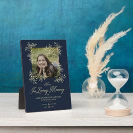 Handschrift Chic Blüh Navy Wedding Memoral P Fotoplatte
