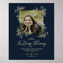 Handschrift Chic Blüh Navy Wedding Memoral P Poster