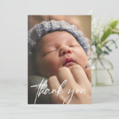 Handschrift Dankeschön Ankündigung von Baby Foto (Stehend Vorderseite)