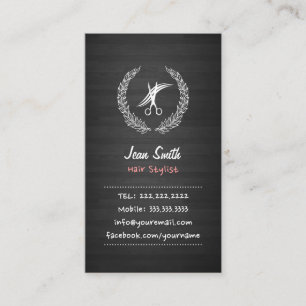 Handschrift Dark Wood Hair Stylist Business Card Visitenkarte