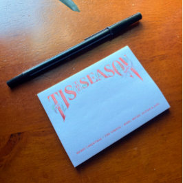 Handschrift das Weihnachtsfest der Jahreszeit Post-it Klebezettel