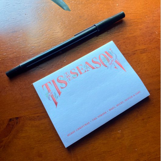 Handschrift das Weihnachtsfest der Jahreszeit Post-it Klebezettel