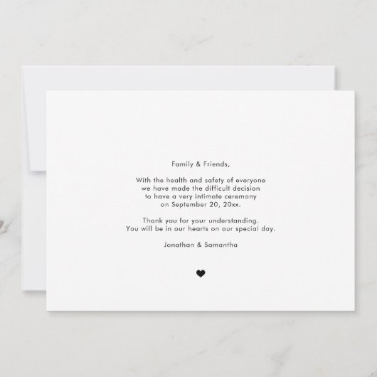 Handschrift derselben Liebe Kleineres Hochzeitssti Save The Date (Rückseite)