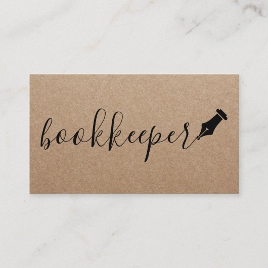 Handschrift des Buchhalters Rustic Kraft Visitenkarte (Vorderseite)