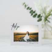 Handschrift einfaches Foto Danke, Gray Postkarte (Stehend Vorderseite)