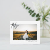 Handschrift einfaches Foto Danke Weiß Postkarte (Stehend Vorderseite)