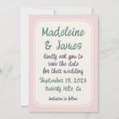 Handschrift Fettschrift Retro Typografie Rosa Grün Save The Date (Vorderseite)