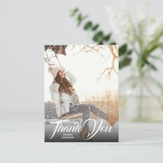 Handschrift Foto Abschluss Danke Postcard Postkarte (Stehend Vorderseite)