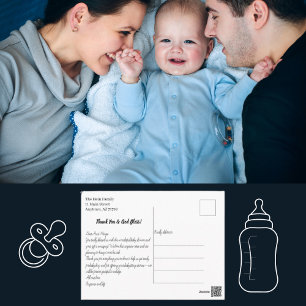 Handschrift Foto Babydusche Danke Postkarte