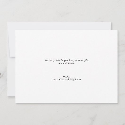 Handschrift Foto Collage Baby Shower Dankeskarte (Rückseite)