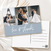 Handschrift Foto Collage Dusty Blue Vielen Dank Postkarte