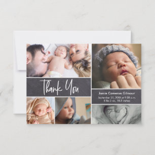 Handschrift Foto Collage Kleine Babydusche Dankeskarte
